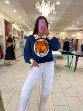 Load image into Gallery viewer, Queen Of Sparkles Navy Polkadot Collar Turkey Sweatshirt
