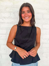 Load image into Gallery viewer, THML Peplum Pose Black Top
