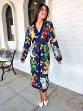 Load image into Gallery viewer, Queen Of Sparkles Navy Knit Christmas Cowboy Boot Midi Dress