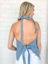 Load image into Gallery viewer, Southern Belle Light Denim Halter Vest