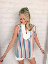 Load image into Gallery viewer, Summer Time Stripes Slate Blue Top