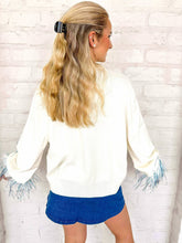 Load image into Gallery viewer, Queen Of Sparkles TCU Feather Sleeve Sweater
