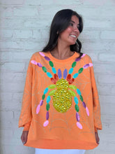Load image into Gallery viewer, Queen Of Sparkles Light Orange Multi Spider On Web Sweatshirt