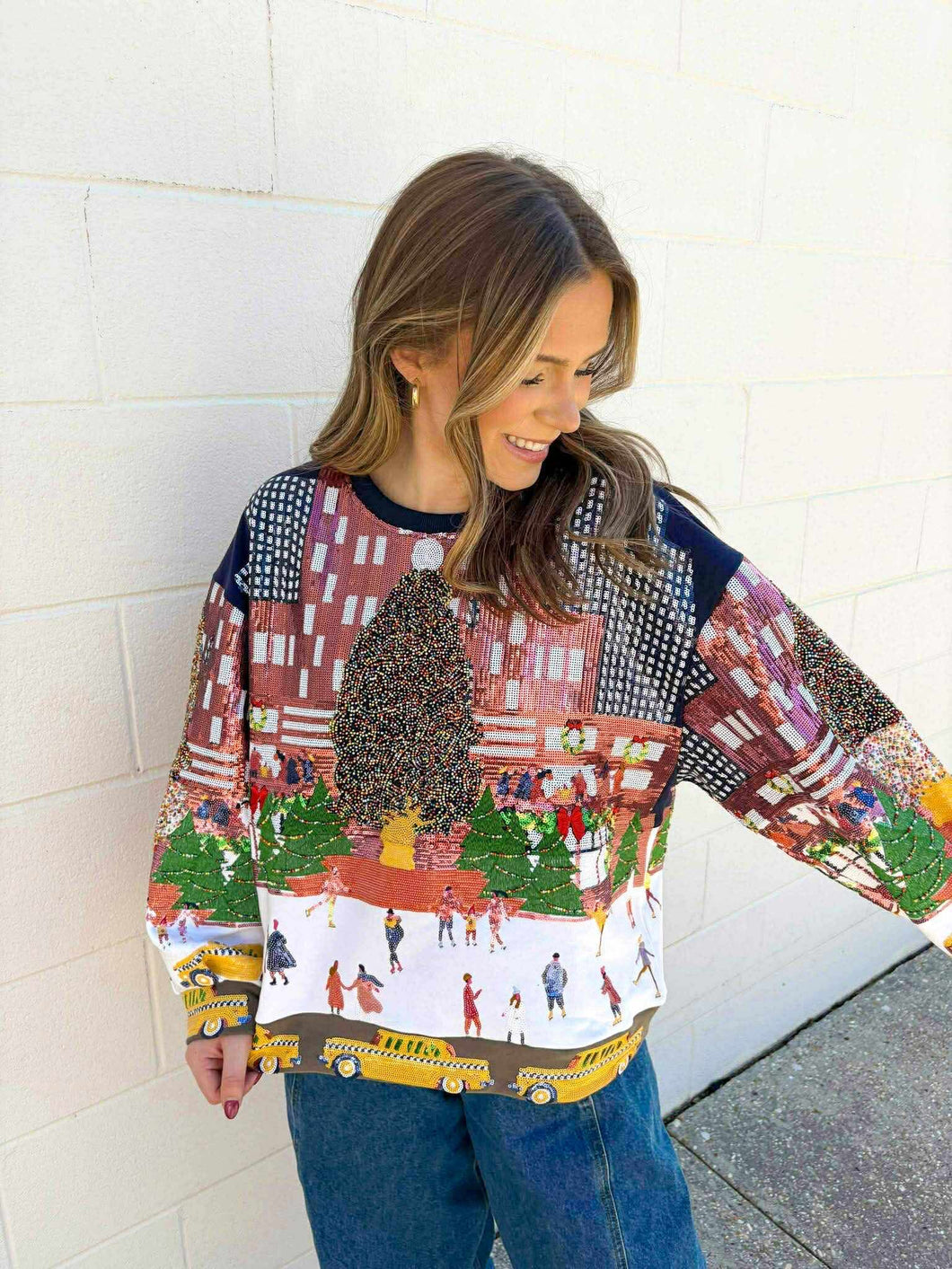 Queen Of Sparkles Sequin Rockefeller Center Christmas Sweater