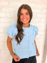 Load image into Gallery viewer, Treat Yourself Floral Blue Knit Top