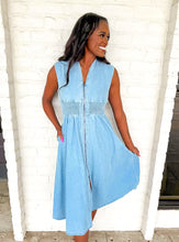 Load image into Gallery viewer, Long Day of Work Midi Light Blue Dress