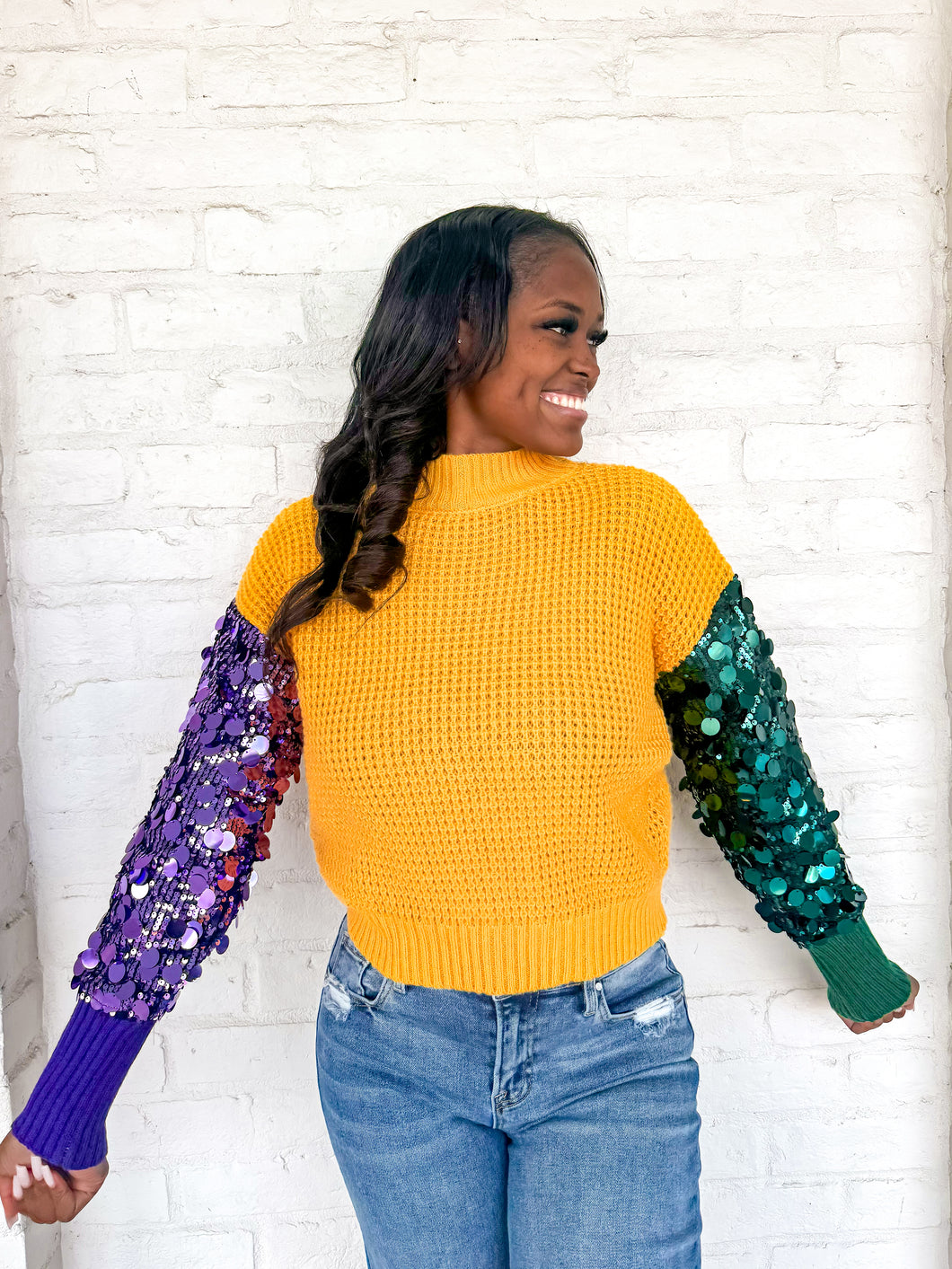 Festival Fun Mardi Sequin Sleeve Top