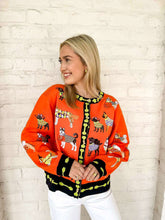 Load image into Gallery viewer, Queen Of Sparkles Orange Halloween Dog Cardigan