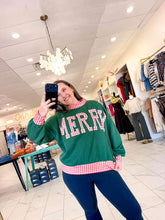 Load image into Gallery viewer, Merry Holidays Green Gingham Pullover