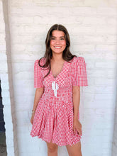 Load image into Gallery viewer, Meet You There Gingham Red Dress