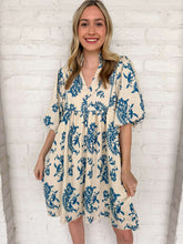 Load image into Gallery viewer, Vineyard View Printed Blue Dress