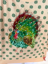 Load image into Gallery viewer, Queen Of Sparkles Beige &amp; Green Flower Print Feather Turkey Sweater