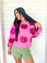 Load image into Gallery viewer, Queen Of Sparkles Pink O&#39;Latern Sweatshirt