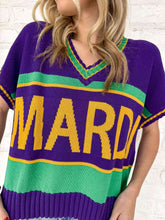 Load image into Gallery viewer, Mardi Gras Varsity Sweater Top