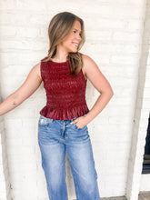 Load image into Gallery viewer, The Next One Burgundy Smocked Top