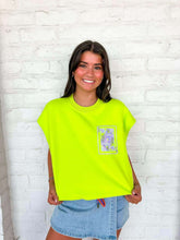 Load image into Gallery viewer, Queen Of Sparkles Lime Green QOS Card Logo Tank with Multi Drawstring
