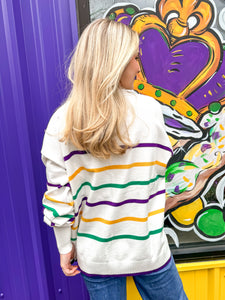 Lundi Gras White Stripe Top