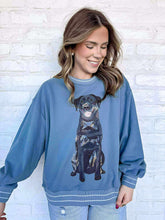 Load image into Gallery viewer, Queen Of Sparkles Dusty Blue Black Lab Sweatshirt