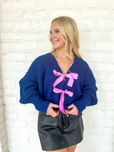 Load image into Gallery viewer, You Look Like You Love Me Cardigan Navy/Pink