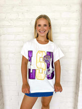 Load image into Gallery viewer, Queen Of Sparkles LSU Metallic Icon Tee