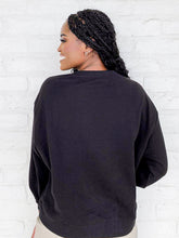 Load image into Gallery viewer, Queen Of Sparkles Black And Orange Pumpkin Flower Sweatshirt with oversized pumpkin on front with small beaded flowers