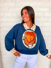 Load image into Gallery viewer, Queen Of Sparkles Navy Polkadot Collar Turkey Sweatshirt