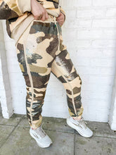 Load image into Gallery viewer, Queen Of Sparkles Green Full Sequin Camo  Joggers with olive, beige and mossy green camo pattern in full sequin