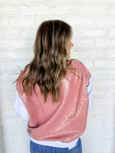 Load image into Gallery viewer, Queen Of Sparkles grey fishing lure vest sweatshirt with feather lure tassels and multi color sequin bobbers