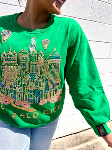 Queen of Sparkles x Wicked Emerald City sequin sweatshirt green gold