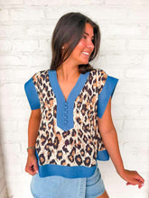 Load image into Gallery viewer, THML For The Wild Cheetah &amp; Denim Top