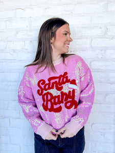 Santa Baby Red and Pink Sequin Sweater