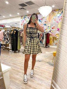 Bring Back Time Black Plaid Dress