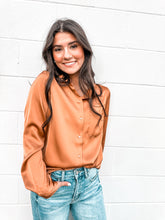 Load image into Gallery viewer, Search For More Brown Satin Top