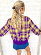 Load image into Gallery viewer, Queen Of Sparkles LSU Plaid Mascot Sweater