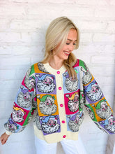 Load image into Gallery viewer, Queen Of Sparkles Pastel Colorblock Santa Button Up Cardigan