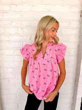 Load image into Gallery viewer, Bow Print Pink Top