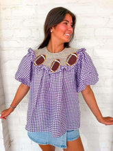 Load image into Gallery viewer, Vintage Smock Purple Gameday Top