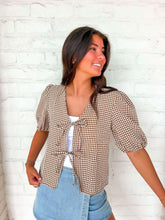 Load image into Gallery viewer, Cozy Cabin Bow Brown Top