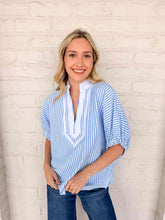Load image into Gallery viewer, Fair Enough Light Blue Stripe Top