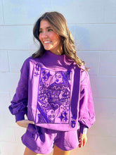 Load image into Gallery viewer, Queen Of Sparkles Purple QOS Card Mock Neck Sweatshirt
