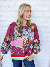 Load image into Gallery viewer, Queen Of Sparkles Maroon Multi Cats In Santa’s Sleigh Sweatshirt