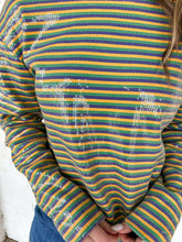 Load image into Gallery viewer, Mardi Gras Color Pin Stripe Clear Sequins Knit Top