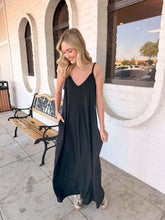 Load image into Gallery viewer, Night Shift Black Cami Maxi Dress