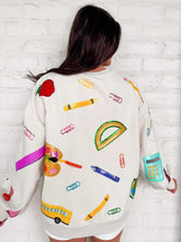 Load image into Gallery viewer, Queen Of Sparkles Beige Multi Teach Scattered Icon Sweatshirt