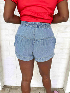 Repeat After Me Light Denim Shorts