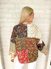 Load image into Gallery viewer, Queen Of Sparkles Color Block Floral Print Gingham Pumpkin Sweatshirt