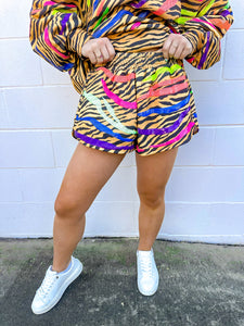 Queen Of Sparkles Neon & Tiger Print Shorts