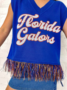 Queen Of Sparkles Florida Gators Feather Bottom Sweater Tank