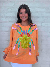 Load image into Gallery viewer, Queen Of Sparkles Light Orange Multi Spider On Web Sweatshirt