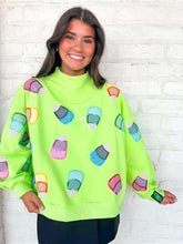 Load image into Gallery viewer, Queen Of Sparkles Green Multi Gingham Candy Corn Mock Sweatshirt